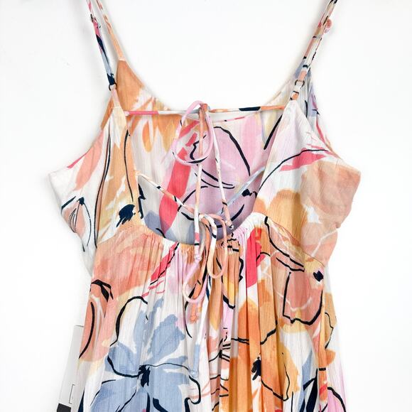 NWT Ripcurl Womens Bloom Floral Long Maxi Tank Dress White Pink - S - Picture 8 of 10